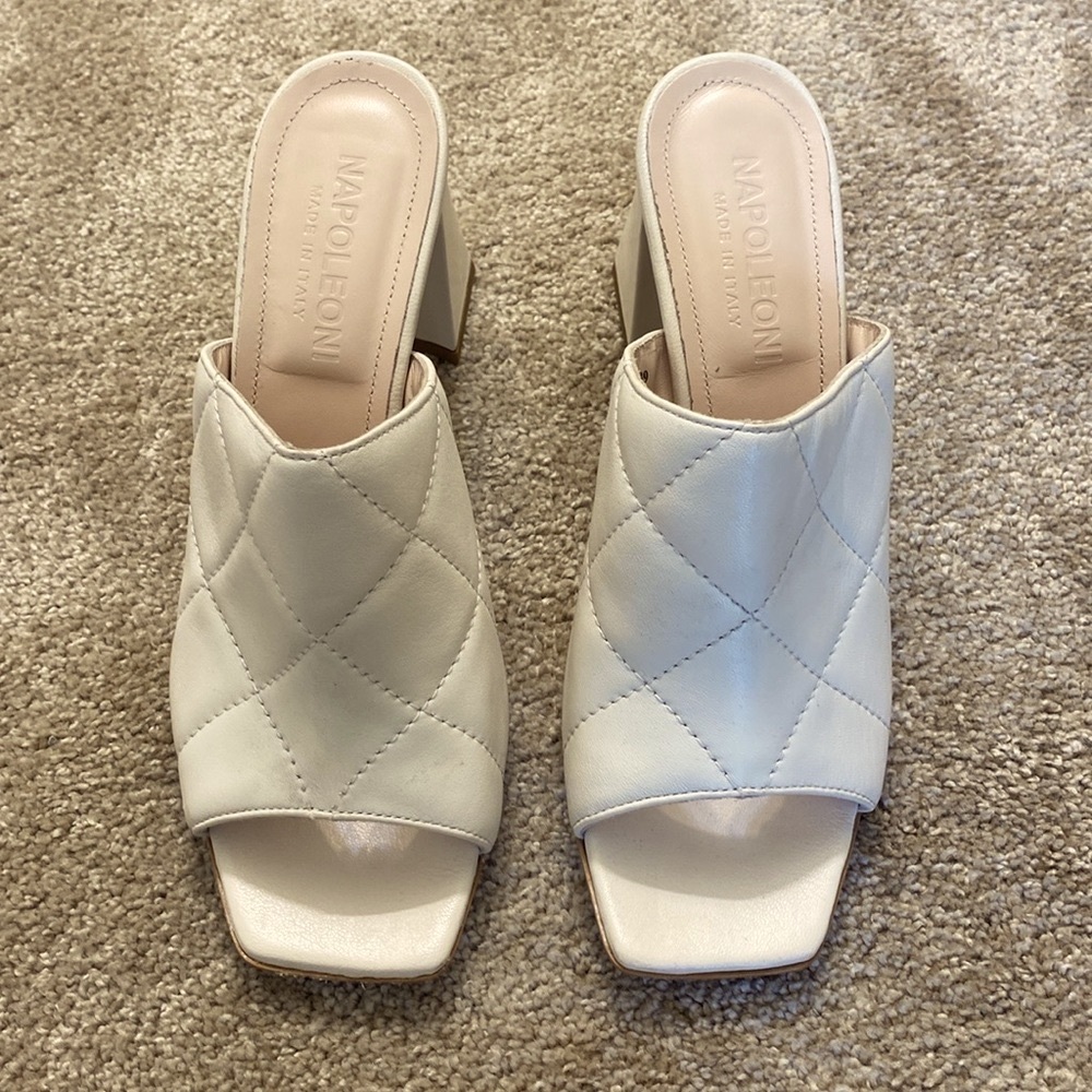 Genuine Leather Napoleoni Slip-On Square Heeled Sandals (Made in Italy) - Picture 5 of 12